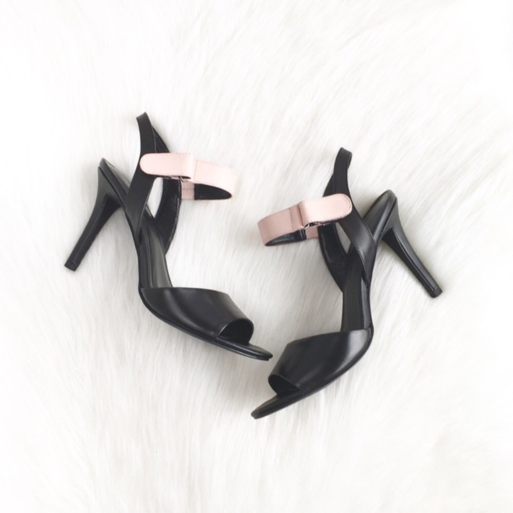 H by Halston | blush black leather minimalist heel